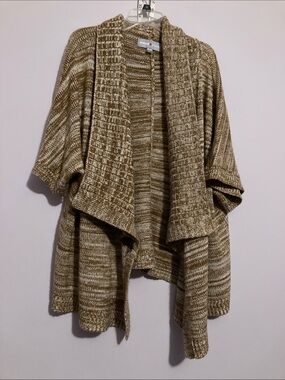 Avenue Marled Tan Open-Front Knit Cardigan